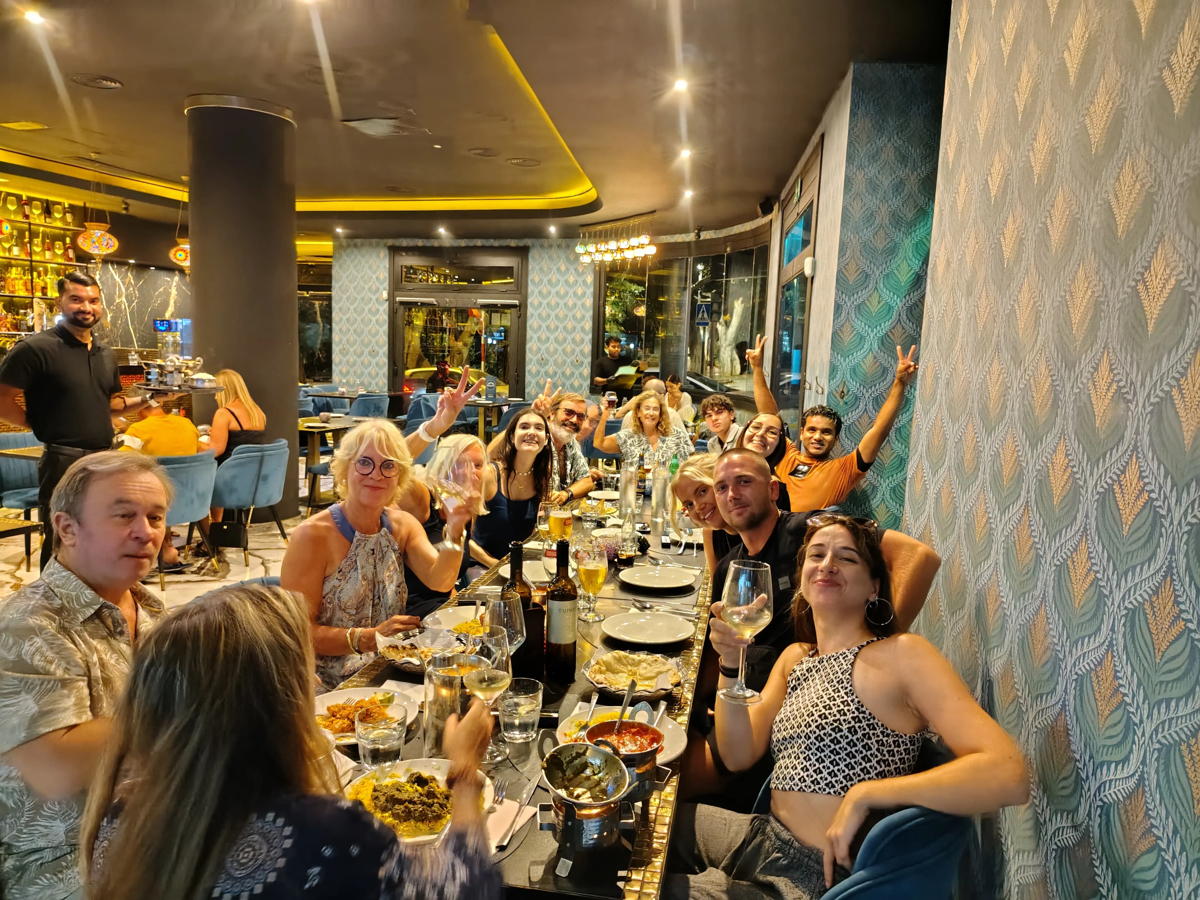 Community dinner table at Blue Paradise.