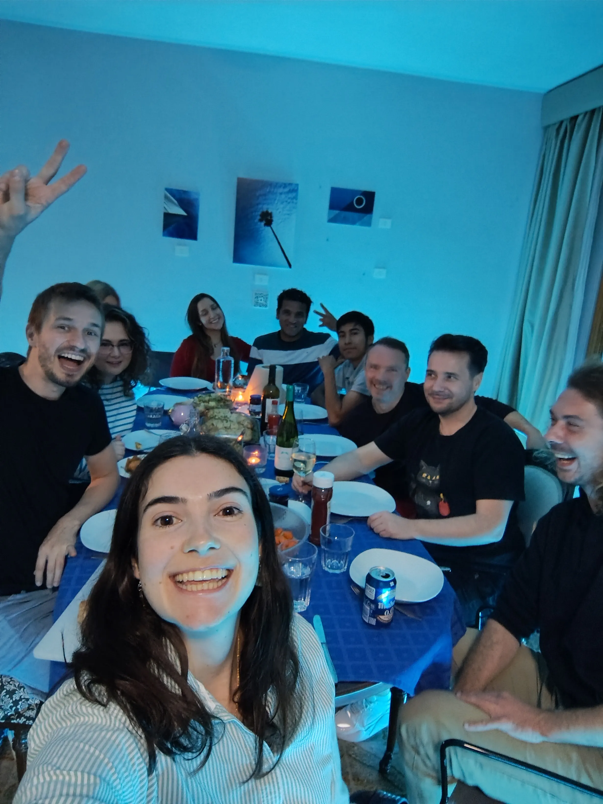 Blue Paradise colivers gathered around a homemade community dinner.