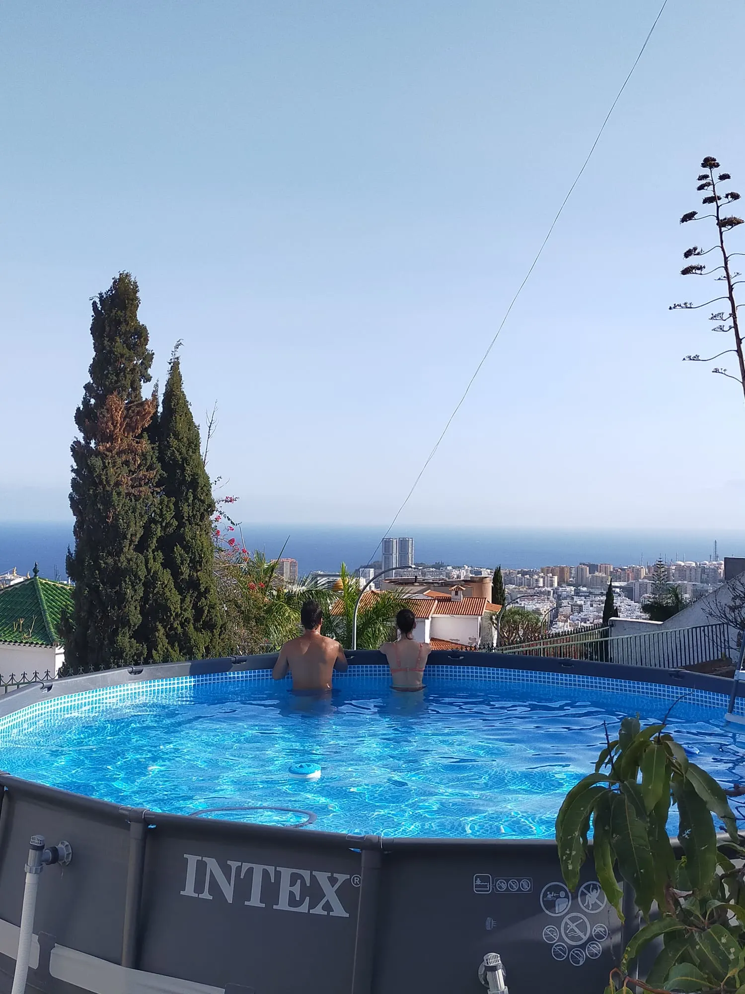 Blue Paradise pool seen from the garden side.